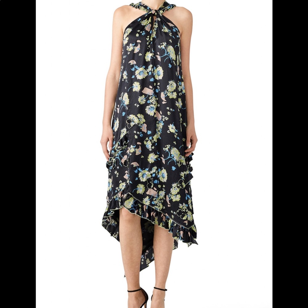 Derek Lam 10 Crosby black print halter dress